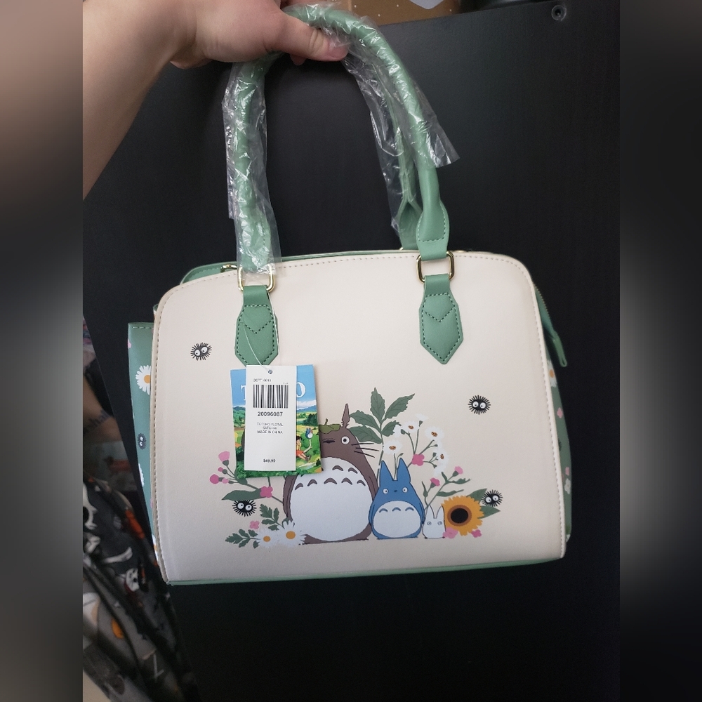 Cream & Mint Totoro Print Dome Satchel Bag Her Universe Nwt